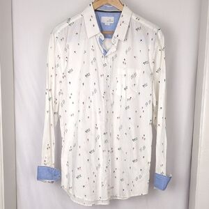 Craft + Flow Men's Large Ski Cabin Fever White Button Down Shirt